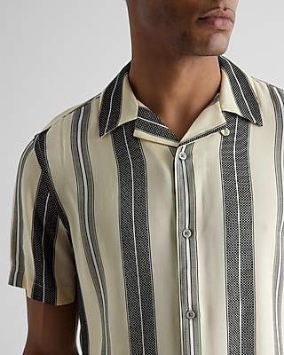 Striped Rayon Short Sleeve Shirt