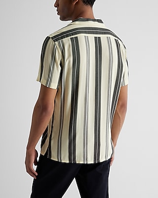 Striped Rayon Short Sleeve Shirt