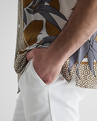 Geo Floral Print Rayon Short Sleeve Shirt