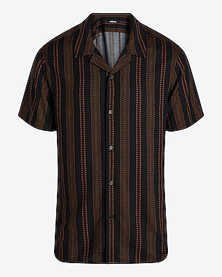 Abstract Striped Rayon Short Sleeve Shirt