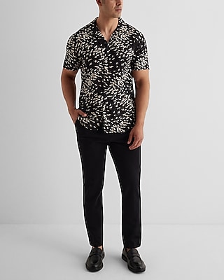 Mini Crane Print Rayon Short Sleeve Shirt