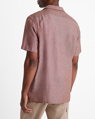 Linen-Blend Pocket Short Sleeve Shirt