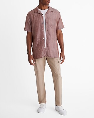 Linen-Blend Pocket Short Sleeve Shirt
