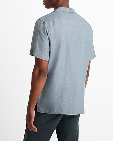 Mens Plain Short Sleeve Shirts Button Up Collared T-shirts Summer Casual  Pockets Tops
