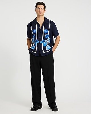 Seersucker Floral Border Short Sleeve Shirt