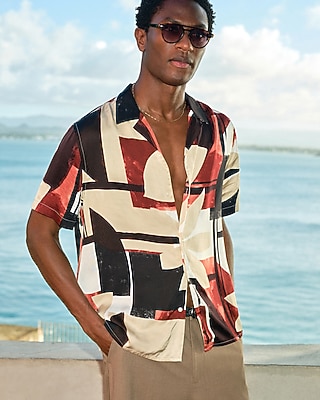 Abstract Floral Short Sleeve Resort Shirt