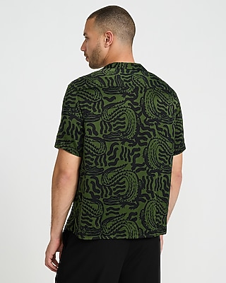 Abstract Short Sleeve Green Resort Shirt