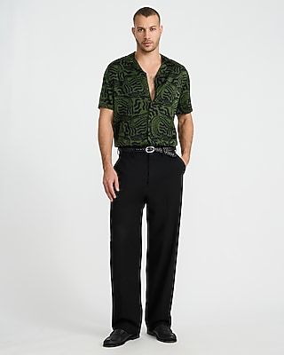 Abstract Short Sleeve Green Resort Shirt