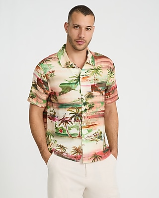 Seersucker Tropical Island Short Sleeve Shirt