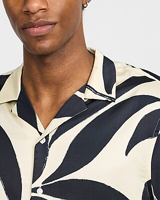 Contrast Palm Short Sleeve Resort Shirt
