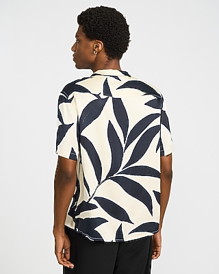 Contrast Palm Short Sleeve Resort Shirt