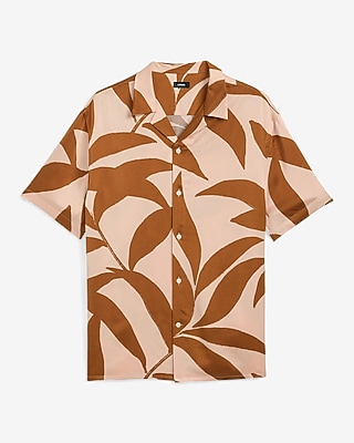 Contrast Palm Short Sleeve Resort Shirt