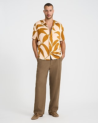 Contrast Palm Short Sleeve Resort Shirt