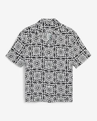 Contrast Tile Short Sleeve Resort Shirt