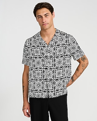 Contrast Tile Short Sleeve Resort Shirt
