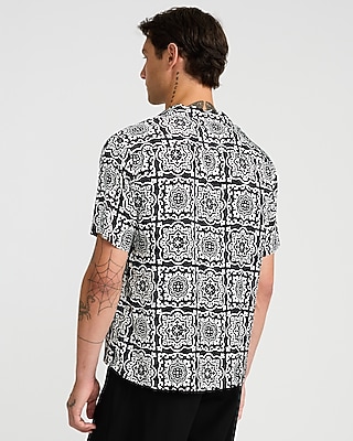 Contrast Tile Short Sleeve Resort Shirt