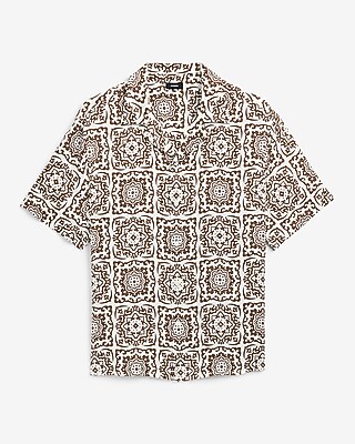 Contrast Tile Short Sleeve Resort Shirt