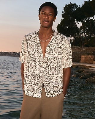 Contrast Tile Short Sleeve Resort Shirt