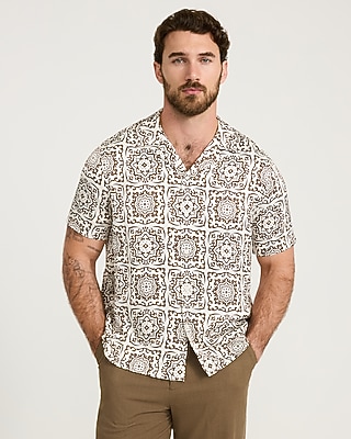Contrast Tile Short Sleeve Resort Shirt