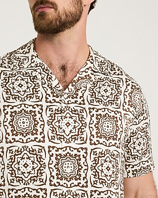 Contrast Tile Short Sleeve Resort Shirt