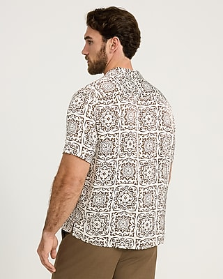 Contrast Tile Short Sleeve Resort Shirt