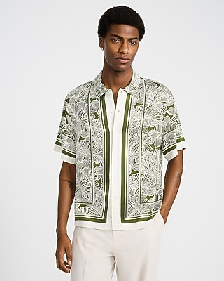 mens beach dress wear Mens White Embroidered Walking Suit Set – Short Sleeve Shirt and Pants  Casual Summer Outfit for Vacation, Beach and Everyday Wear main image 1