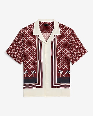 Geo Palm Border Short Sleeve Resort Shirt