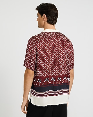 Geo Palm Border Short Sleeve Resort Shirt