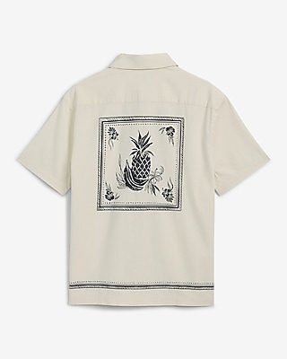 Pineapple Border Linen-Blend Short Sleeve Shirt