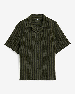 Textured Striped Cotton-Blend Short Sleeve Shirt - thumbnail 5