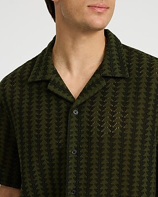 Textured Striped Cotton-Blend Short Sleeve Shirt - thumbnail 2