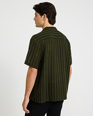 Textured Striped Cotton-Blend Short Sleeve Shirt - thumbnail 3