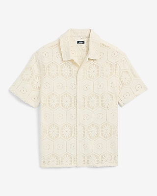 Lace Eyelet Geo Tile Short Sleeve Shirt