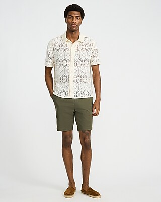 Lace Eyelet Geo Tile Short Sleeve Shirt