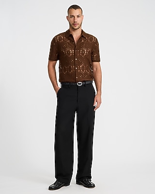 Lace Eyelet Geo Tile Short Sleeve Shirt
