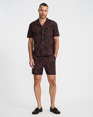 Textured Floral Jacquard Short Sleeve Shirt