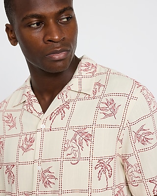 Tropical Patchwork Linen-Blend Short Sleeve Shirt