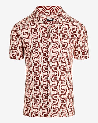 Abstract Linen-Blend Short Sleeve Shirt