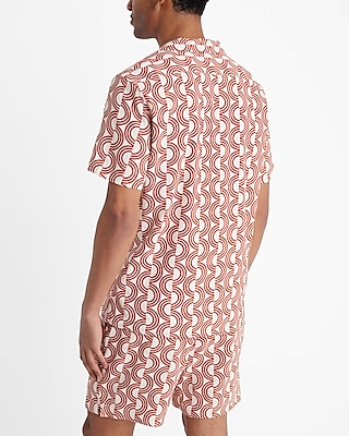 Abstract Linen-Blend Short Sleeve Shirt