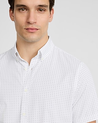 Grid Dot Wrinkle-Resistant Everyday Performance Short Sleeve Shirt