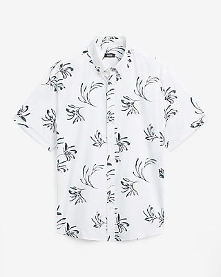 Abstract Floral Wrinkle-Resistant Everyday Performance Short Sleeve Shirt