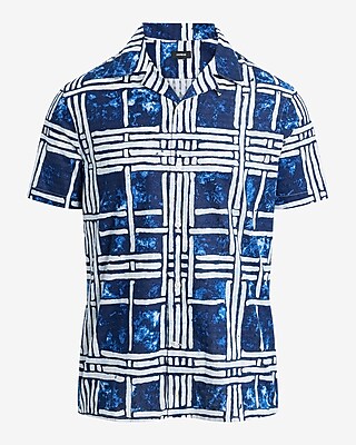 Dobby Textured Woven Print Cotton Short Sleeve Shirt