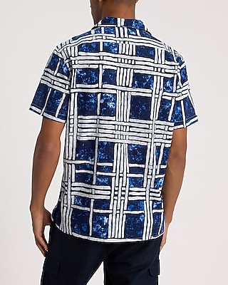 Dobby Textured Woven Print Cotton Short Sleeve Shirt