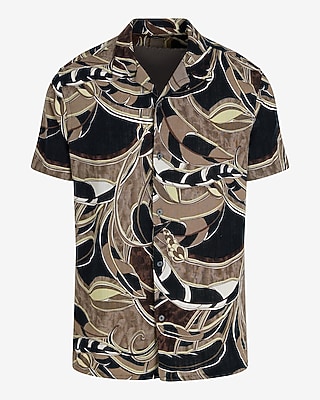 Abstract Linen-Blend Short Sleeve Shirt - image 4