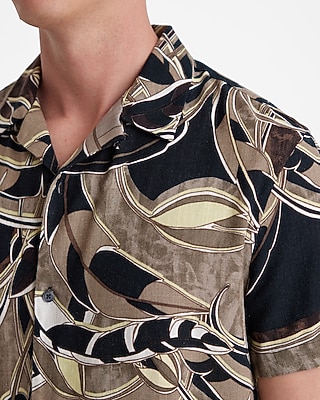 Abstract Linen-Blend Short Sleeve Shirt - image 2