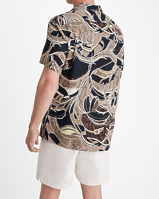 Abstract Linen-Blend Short Sleeve Shirt - image 3
