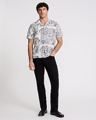 Scarf Print Cotton Stretch Short Sleeve Shirt - thumbnail 6