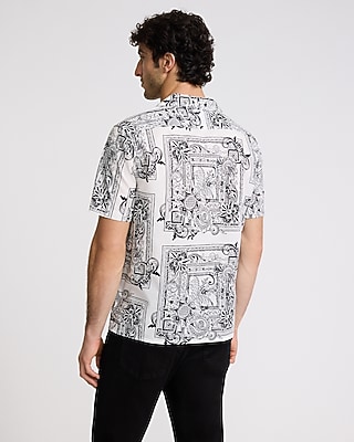 Scarf Print Cotton Stretch Short Sleeve Shirt - thumbnail 7