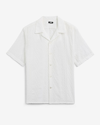 Textured Eyelet Short Sleeve Shirt