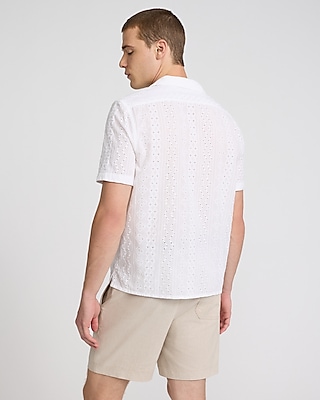 Textured Eyelet Short Sleeve Shirt
